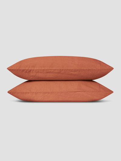 Burnt Orange Linen Blend Pillowcases (Pair) - alternate image