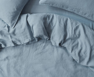 Dusk Blue Linen Blend Duvet Cover