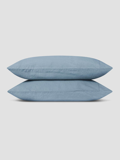 Dusk Blue 100% Linen Pillowcases (Pair)
