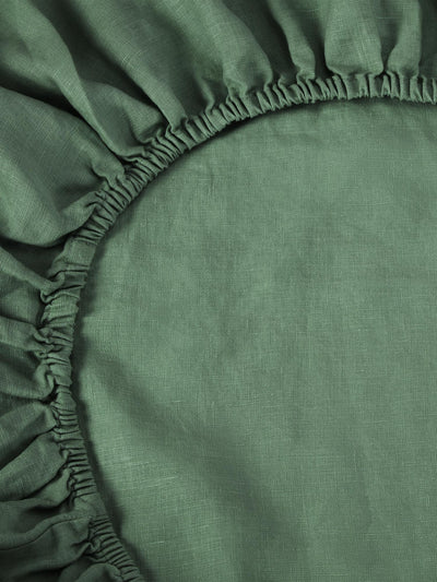 Elm Green Linen Blend Fitted Sheet - alternate image