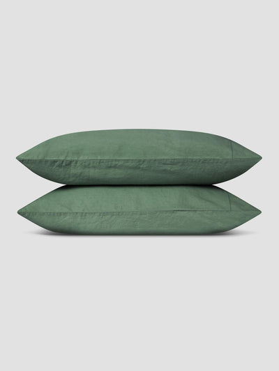 Elm Green Linen Blend Square Pillowcases (Pair)