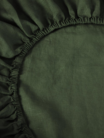 Fern Green Linen Blend Fitted Sheet