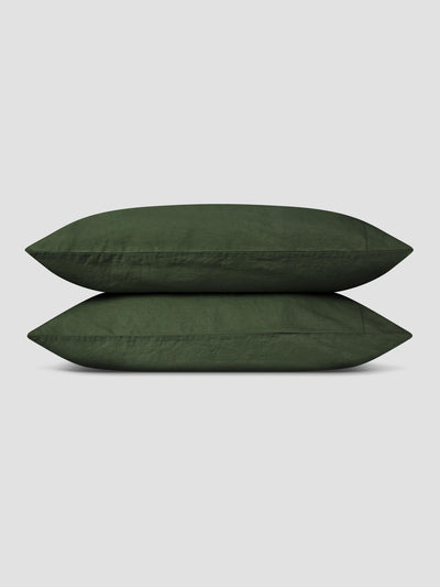 Fern Green Linen Blend Pillowcases (Pair) - alternate image