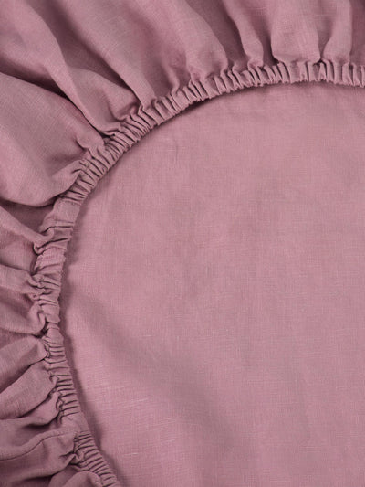 Raspberry 100% Linen Fitted Sheet - alternate image