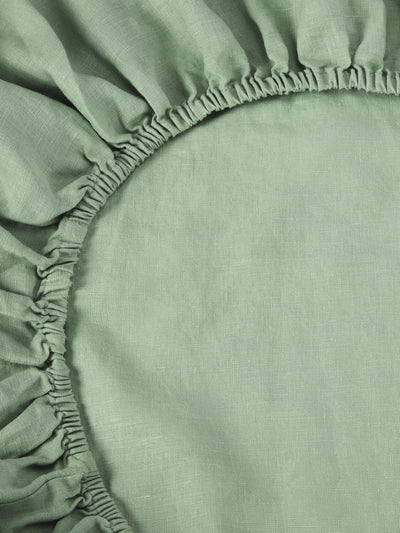 Sage Green Linen Blend Fitted Sheet - alternate image