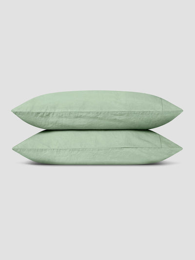 Sage Green Linen Blend Pillowcases (Pair)