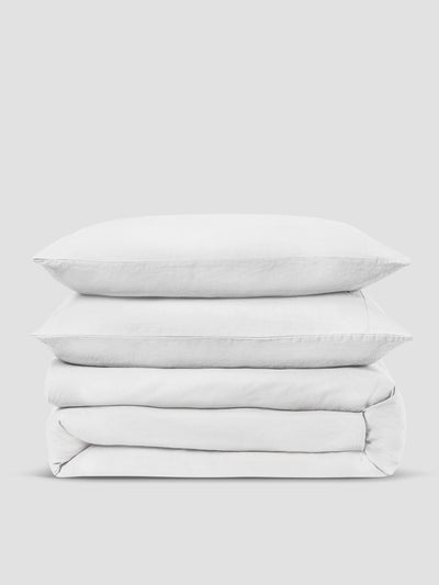 White Linen Blend Duvet Set