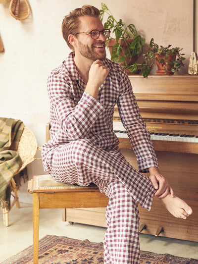 Ensemble de pantalon de pyjama à carreaux baies pour homme