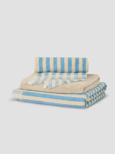 Coastal Blue Stripe & Birch Cotton Towel Bundle