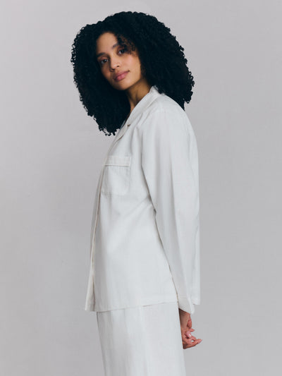 White Linen Blend Pyjama Trouser Set - alternate image