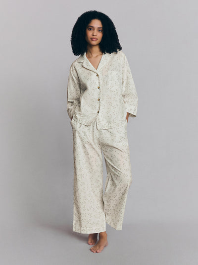 Spring Sprig Floral Cotton Cropped Trouser Set