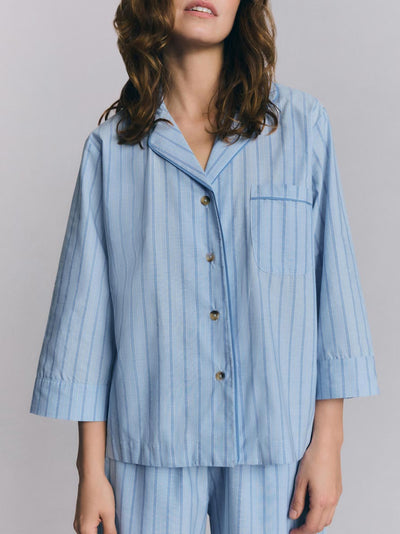 Favourite Stripe Cotton Cropped Trouser Set - alternate image