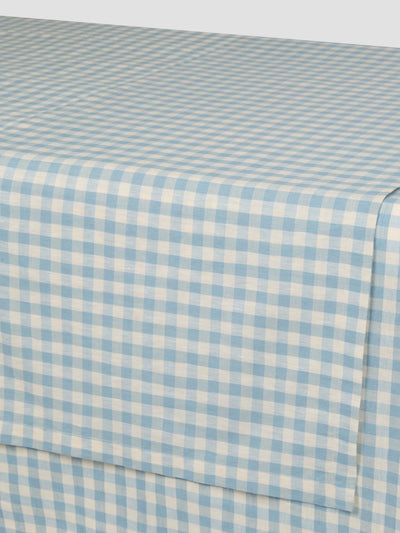 Warm Blue Gingham Linen Blend Runner