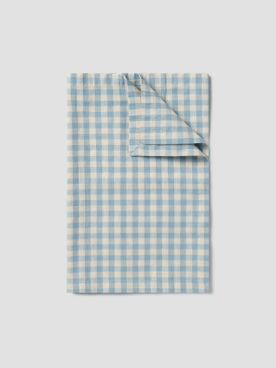 Warm Blue Gingham Linen Blend Runner