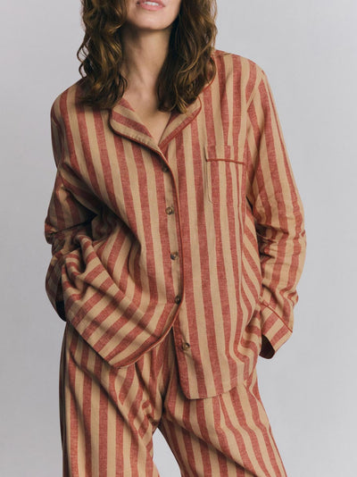 Sandstone Red Pembroke Stripe Linen Blend Trouser Set - alternate image