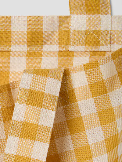 Honey Gingham Linen Blend Tote Bag - alternate image