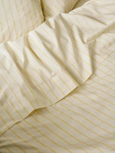 Butter Yellow Slumber Stripe Cotton Flat Sheet