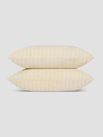 Stacked Butter Yellow Slumber Stripe Pillowcases