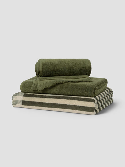 Olive Green Cotton Towel Duo