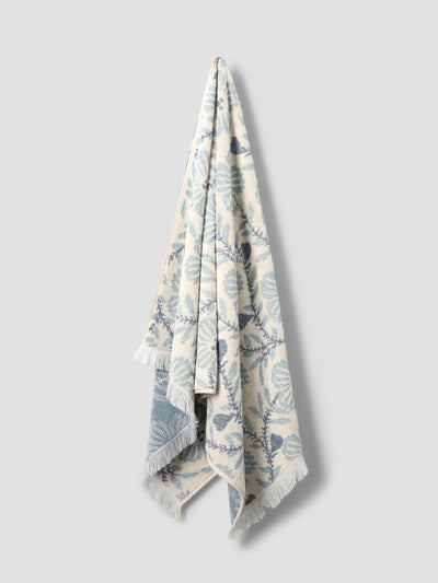 Dusk Blue Folk Floral Cotton Towels