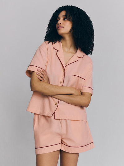 Rose Linen Blend Pyjama Short Set