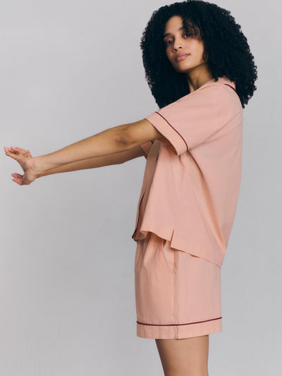 Rose Linen Blend Pyjama Short Set