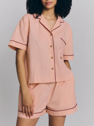 Rose Linen Blend Pyjama Short Set - alternate image