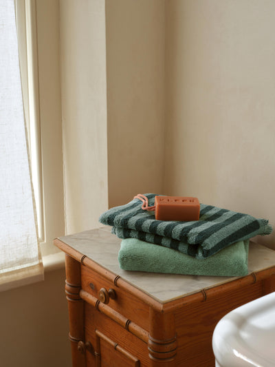 Moss Green Fringe Edge Cotton Towels - alternate image