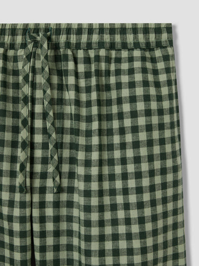 Bay Green & Fern Gingham Linen Blend Trousers - alternate image