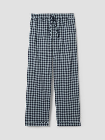 Navy & Sky Blue Gingham Linen Blend Trousers