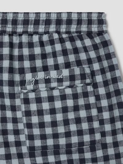 Navy & Sky Blue Gingham Linen Blend Trousers
