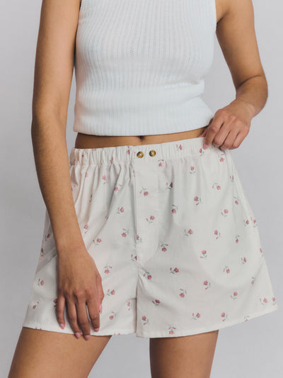 Pearl Posy Bud Cotton Boxer Shorts - alternate image