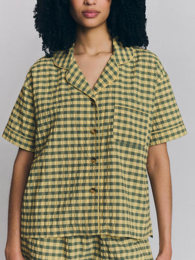 Elm Green & Butter Yellow Gingham Cotton Shorts Set - alternate image