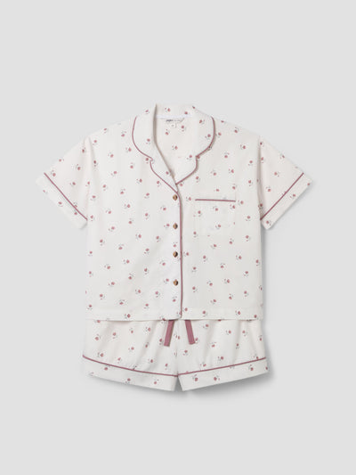 Pearl Posy Bud Cotton Shorts Set