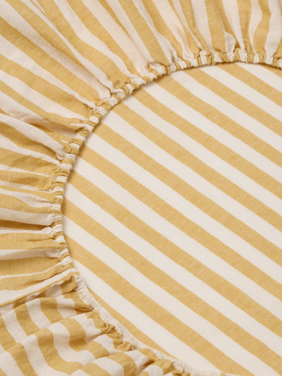 Honey Pembroke Stripe Linen Blend Fitted Sheet