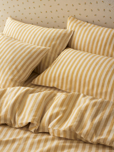 Honey Pembroke Stripe Linen Blend Pillowcases (Pair)