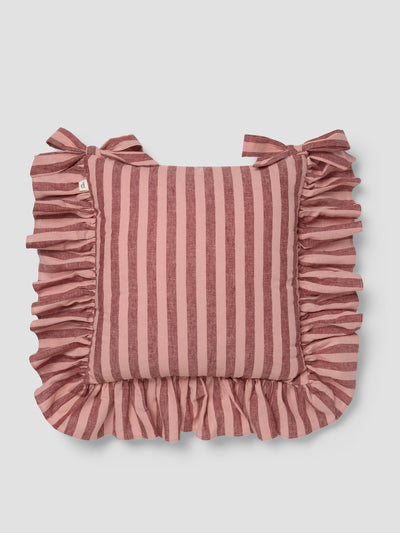 Rhubarb & Rose Pembroke Stripe Frill Linen Blend Seat Pad - alternate image