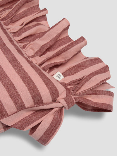 Rhubarb & Rose Linen Blend Frill Seat Pad Detail