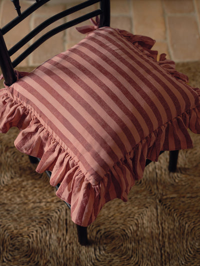 Rhubarb & Rose Pembroke Stripe Frill Linen Blend Seat Pad