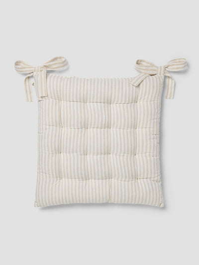 Oatmeal Stripe Linen Blend Seat Pad - alternate image