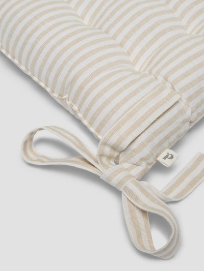 Oatmeal Stripe Linen Blend Seat Pad Detail