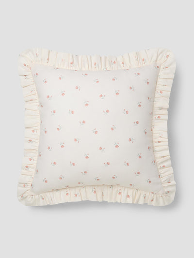 Pearl Posy Bud Frill Linen Blend Filled Cushion