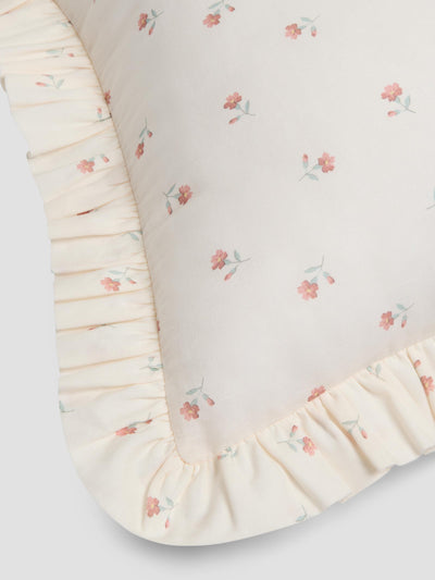 Pearl Posy Bud Frill Linen Blend Filled Cushion Detail