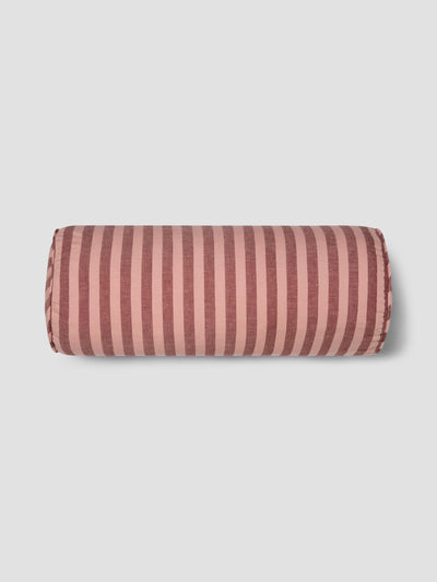Rhubarb & Rose Pembroke Stripe Linen Blend Bolster Filled Cushion