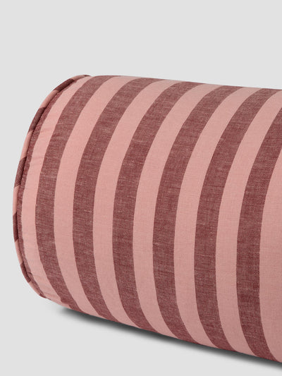Rhubarb & Rose Pembroke Stripe Linen Blend Bolster Filled Cushion - alternate image
