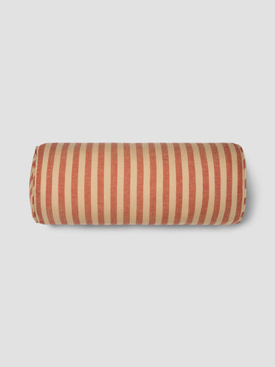 Sandstone Red Pembroke Stripe Linen Blend Bolster Filled Cushion