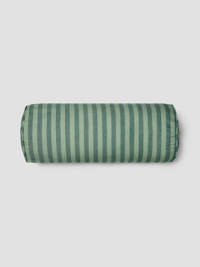 Pine Green Pembroke Stripe Linen Blend Bolster Filled Cushion