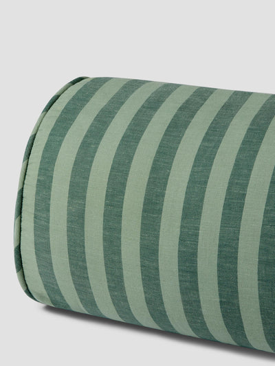 Pine Green Pembroke Stripe Linen Blend Bolster Filled Cushion - alternate image
