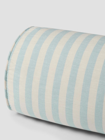 Coastal Blue Pembroke Stripe Linen Blend Bolster Filled Cushion Detail