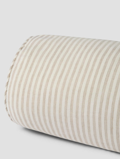 Oatmeal Stripe Linen Blend Bolster Filled Cushion - alternate image